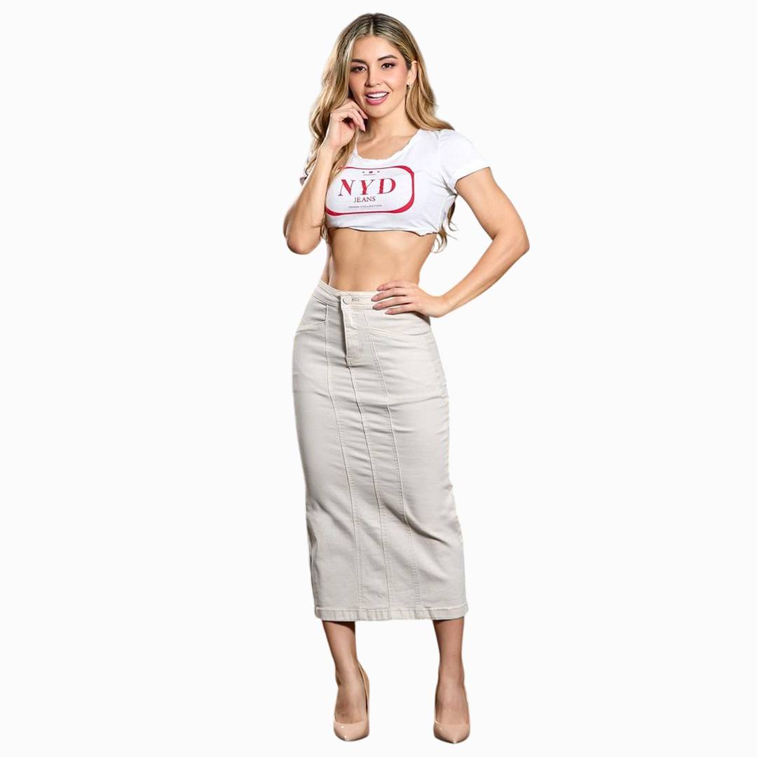 Falda Larga De Mezclilla Canvas Grace para Mujer