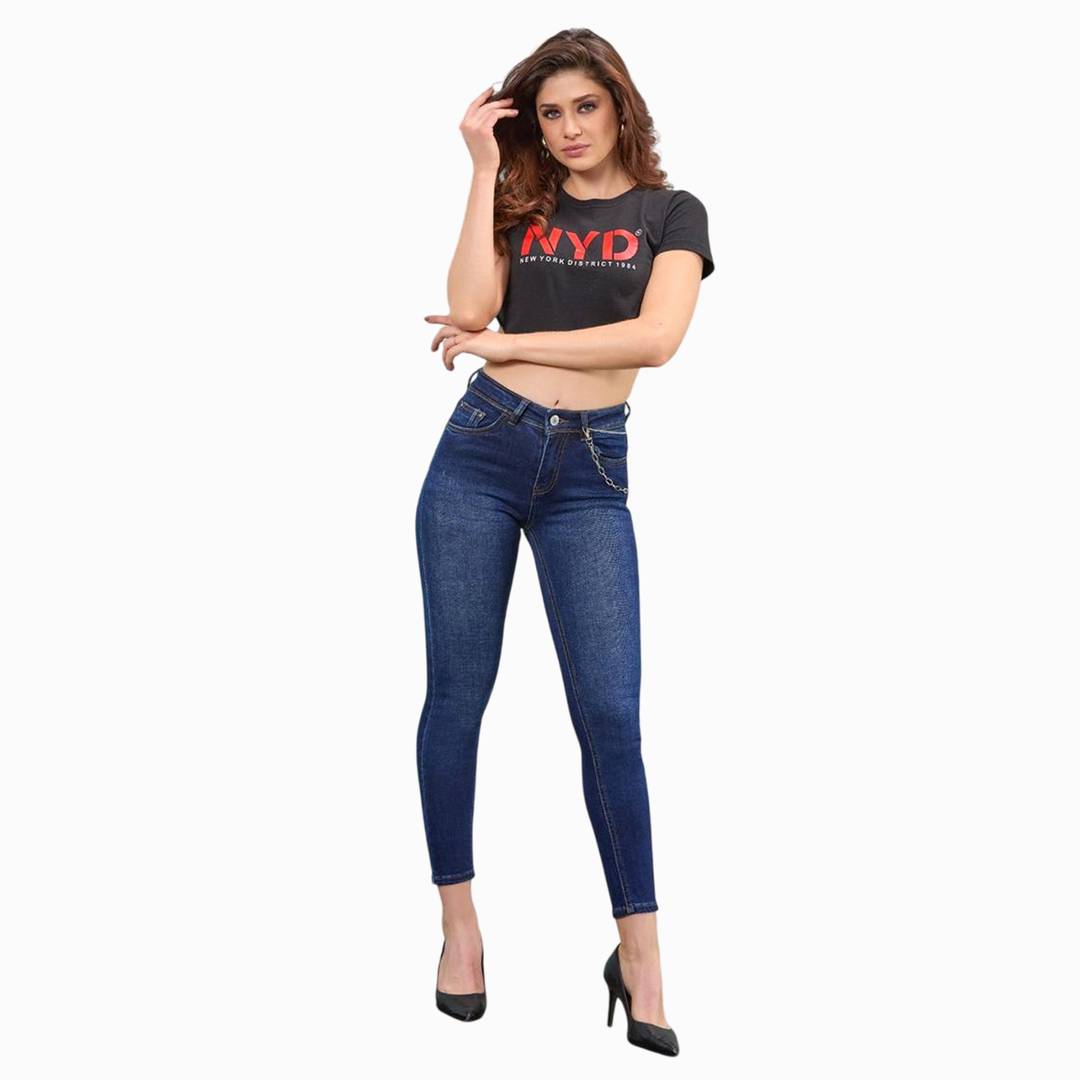 Midnight Chain Skinny Jeans para Mujer
