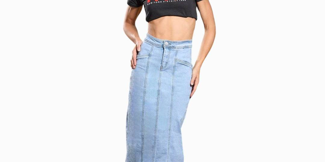 Falda Larga De Mezclilla Cloud Comfort para Mujer