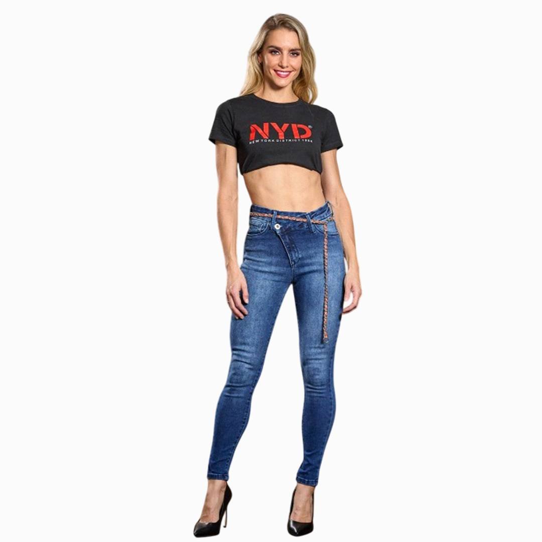 Jeans Mid-Blue Contour Skinny para Mujer - Mayoreo