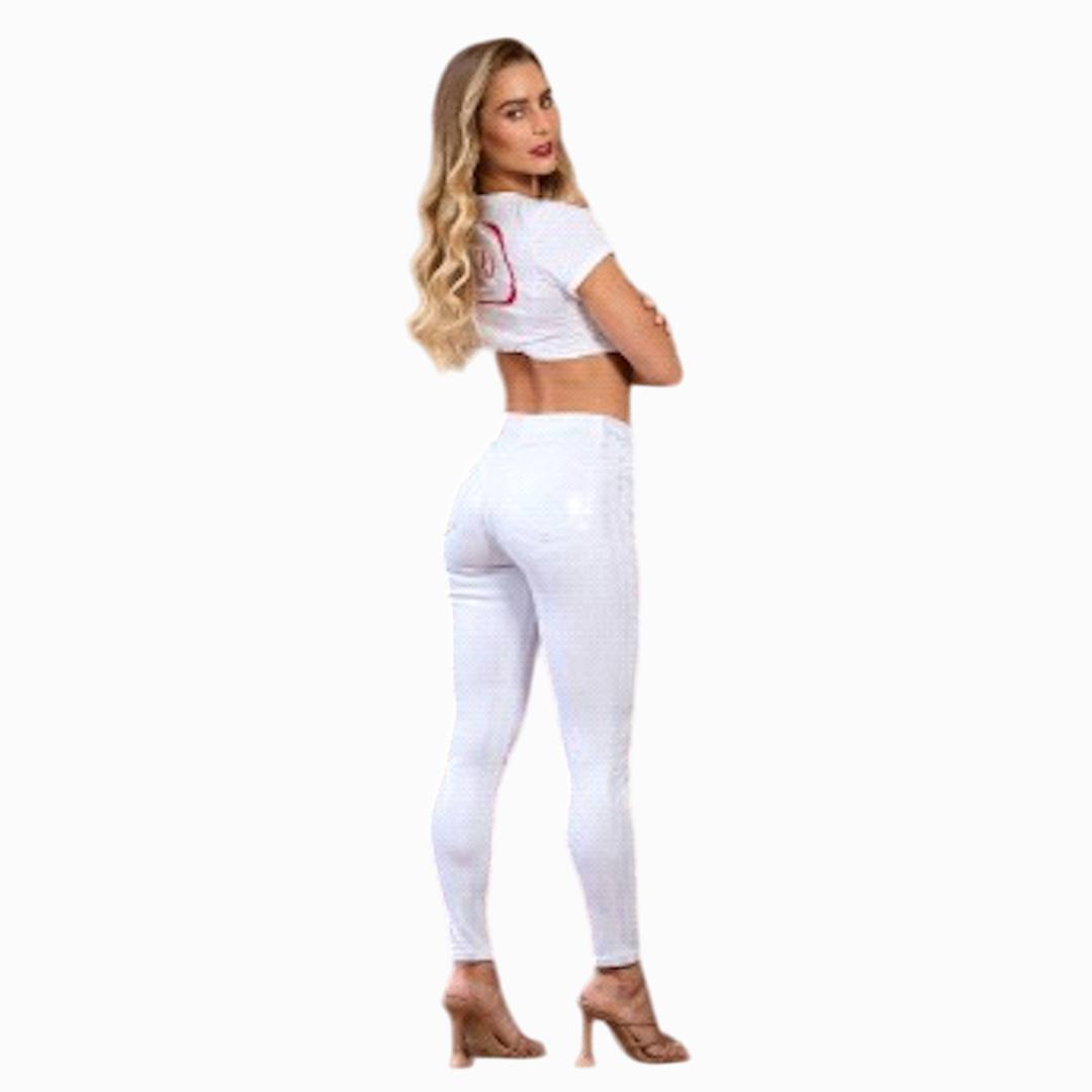 White Foil Skinny Jeans