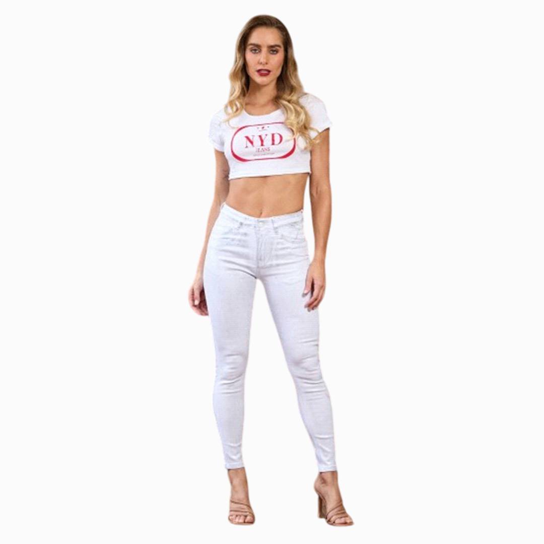 White Foil Skinny Jeans