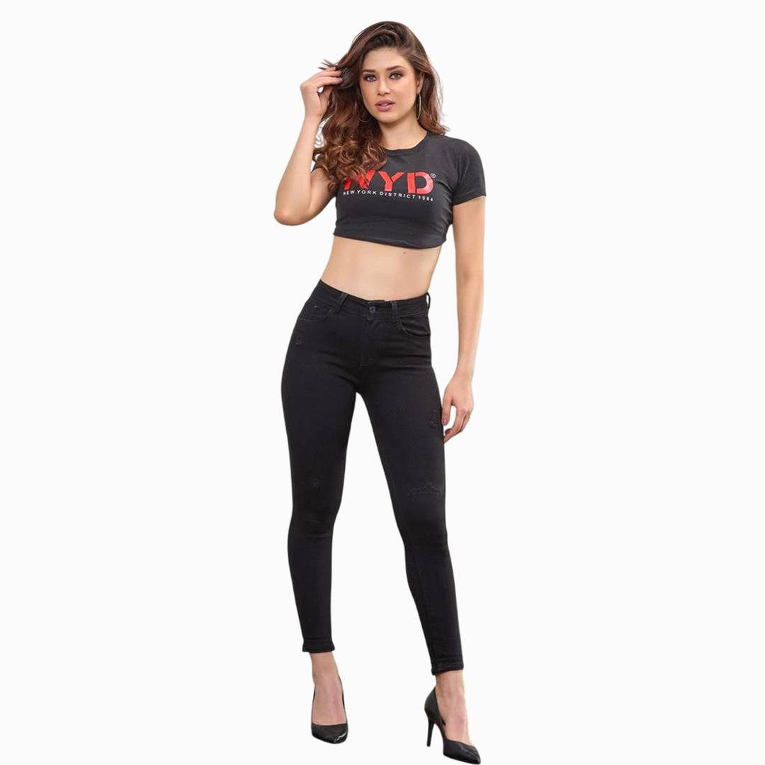 Noir Contour Skinny Jeans para Mujer