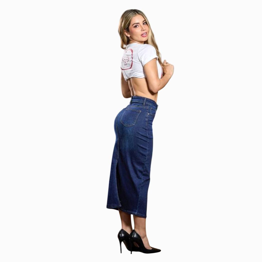 Falda Larga De Mezclilla Indigo Breeze
