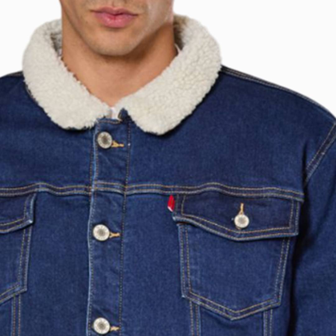 Chamarra De Mezclilla Midnight Comfort Con Borrega para Hombre
