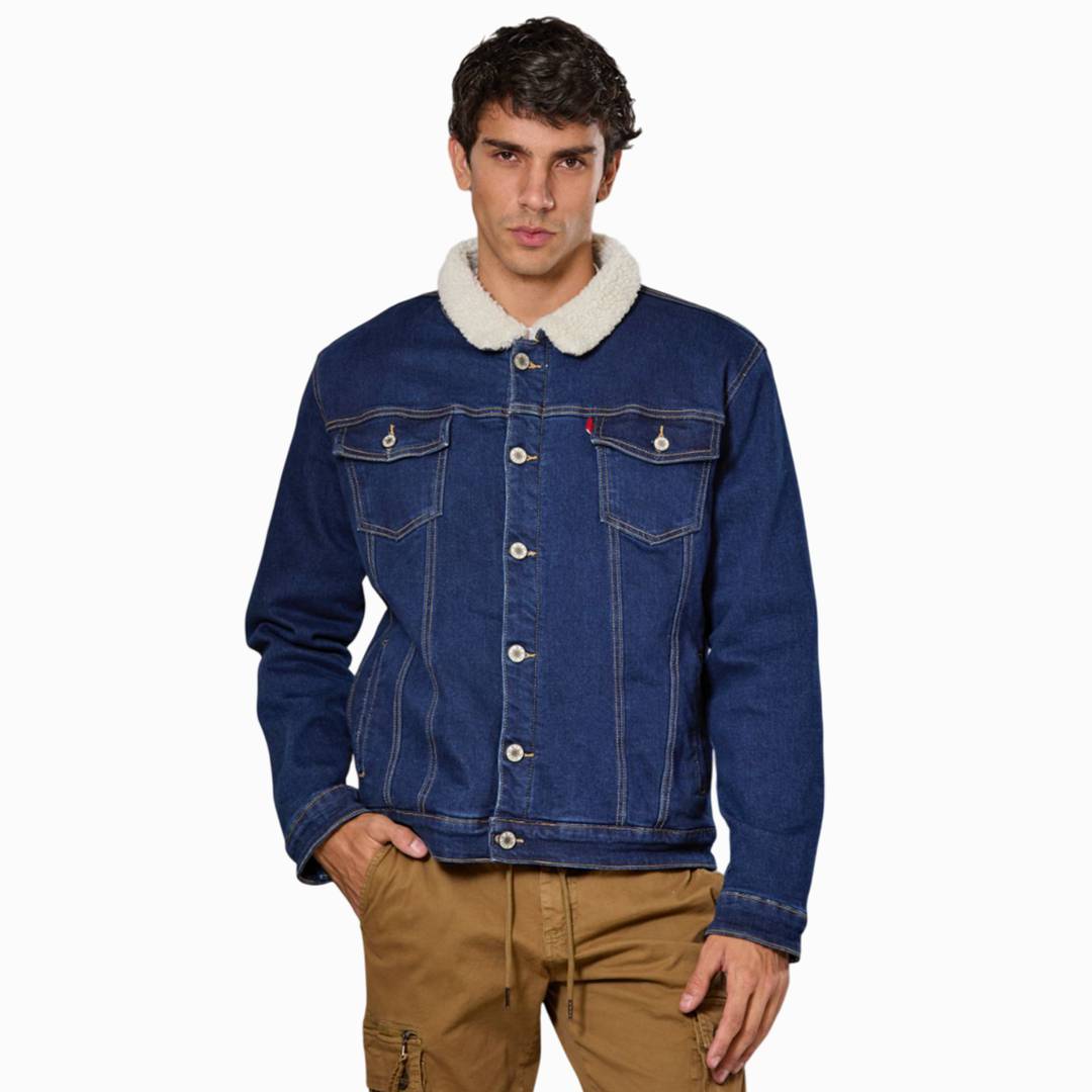 Chamarra De Mezclilla Midnight Comfort Con Borrega para Hombre