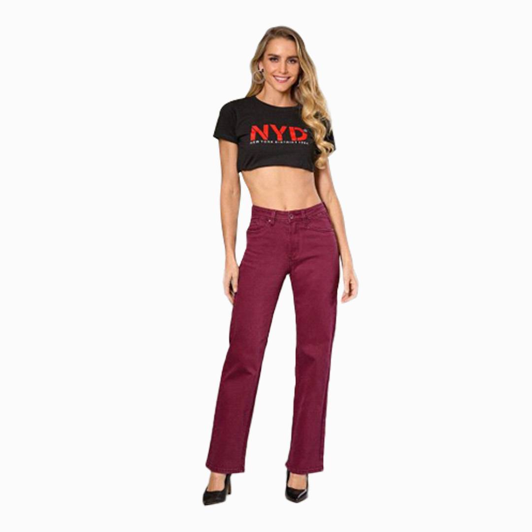 Burgundy Ease Wide Jeans