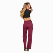 Jeans Burgundy Ease Wide - Mayoreo