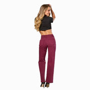Jeans Burgundy Ease Wide para Mujer - Mayoreo