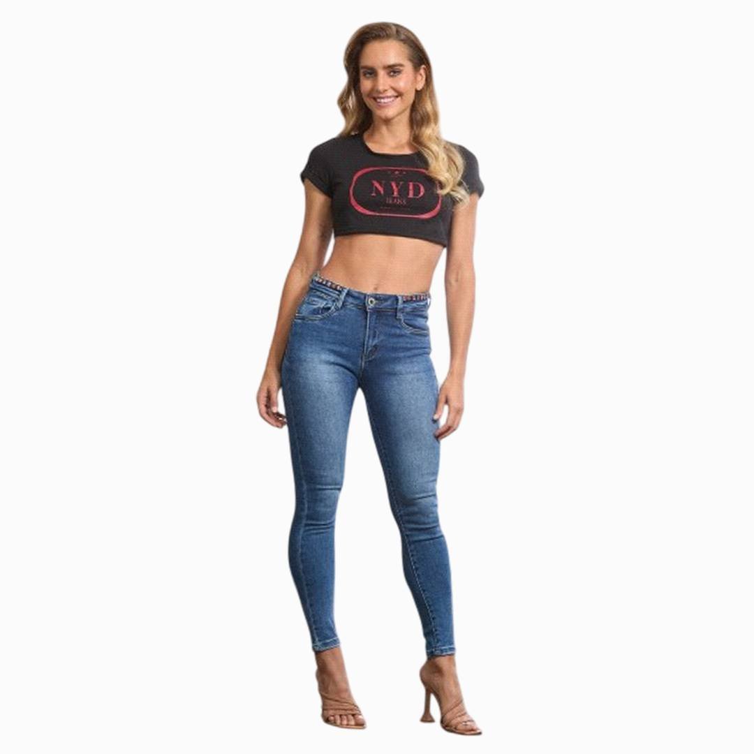 Jeans Glimmering Blue Skinny para Mujer - Mayoreo